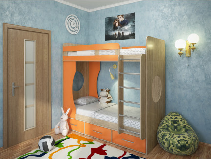 Двухъярусная кровать для детей Милана-1 с ящиками, спальные места 190х80 cм